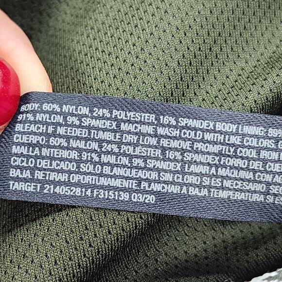 NWT All In Motion Low Support Sports Bra L Olive Green Ladder Back Yoga Gym - Picture 7 of 9